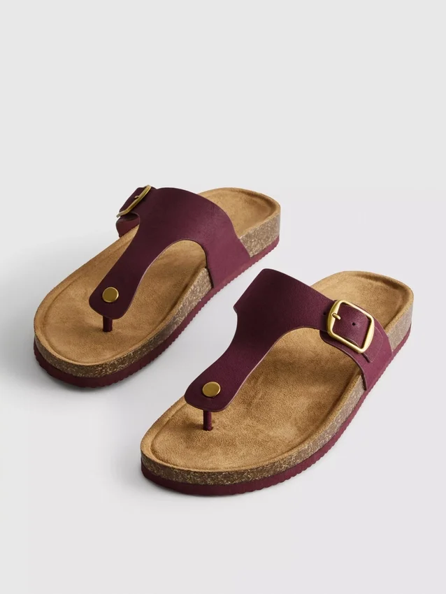 Mule-sandaler med T-bar og spænde