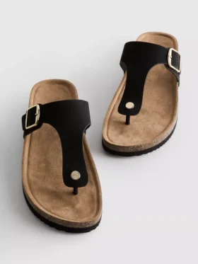 Mule-sandaler med T-bar og spænde
