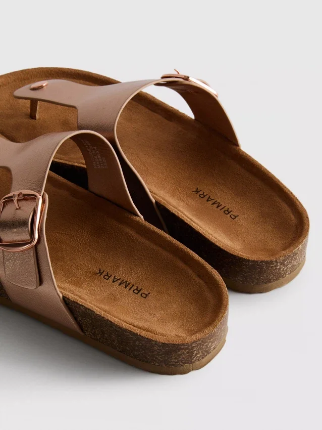 Mule-sandaler med T-bar og spænde