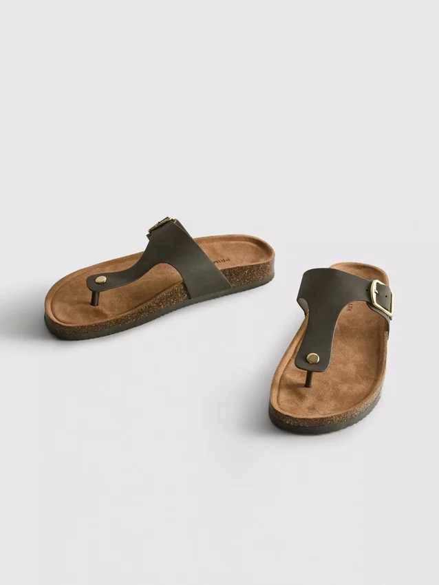 Mule-sandaler med T-bar og spænde