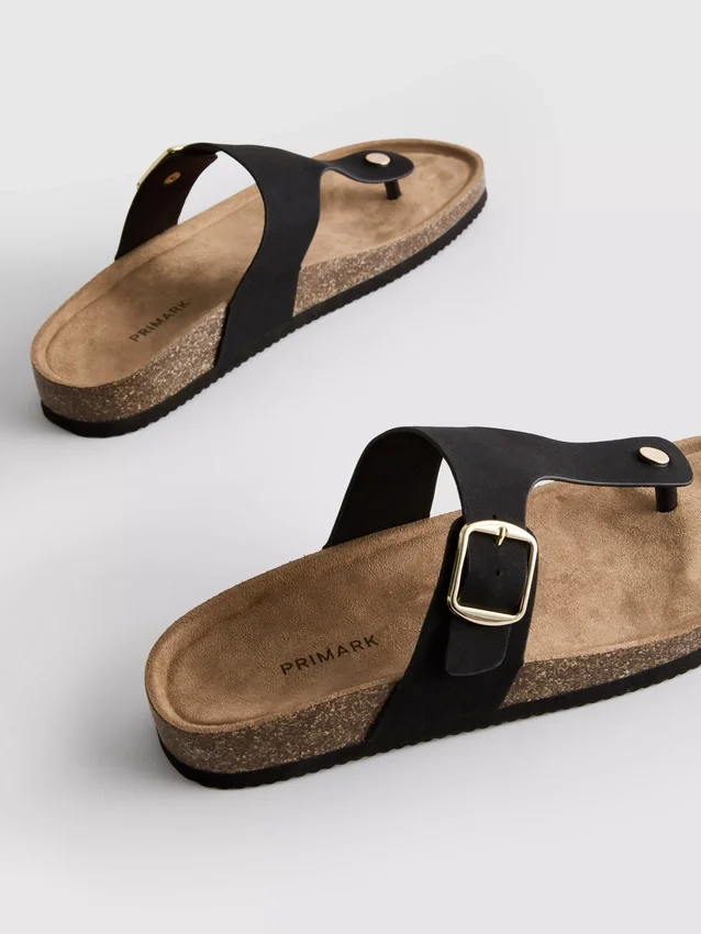 Mule-sandaler med T-bar og spænde