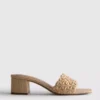 Mules med blokhæl i raffia