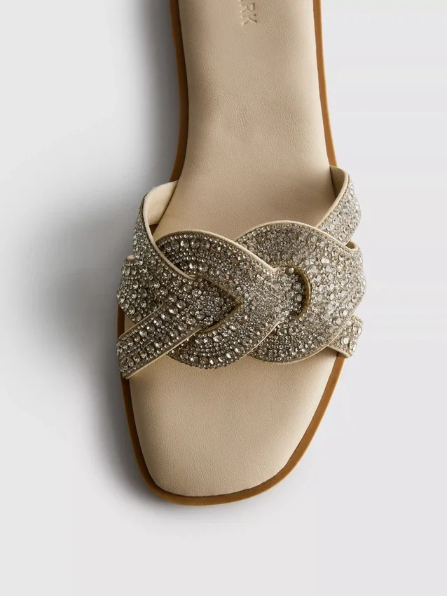 Mulesandaler med rhinestones