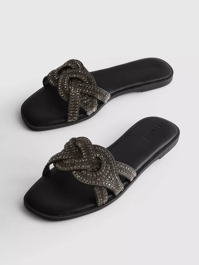 Mulesandaler med rhinestones