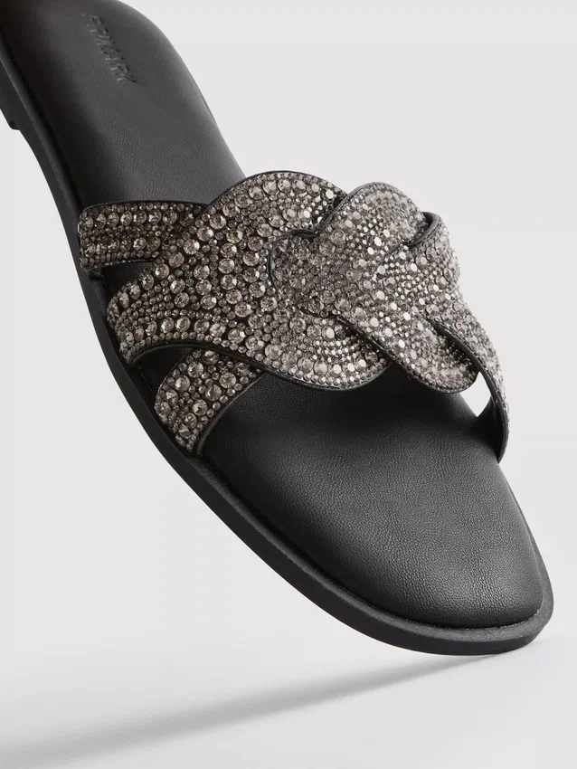 Mulesandaler med rhinestones