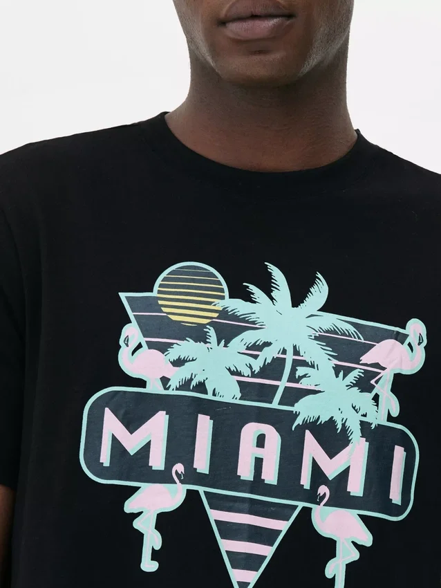 Neon Miami-skjorte med grafisk print