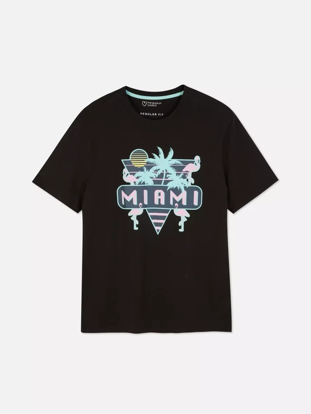 Neon Miami-skjorte med grafisk print