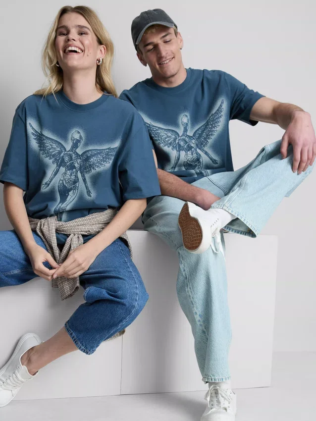 Nirvana-skjorte med engel-motiv