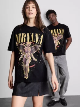 Nirvana-skjorte med engel-motiv