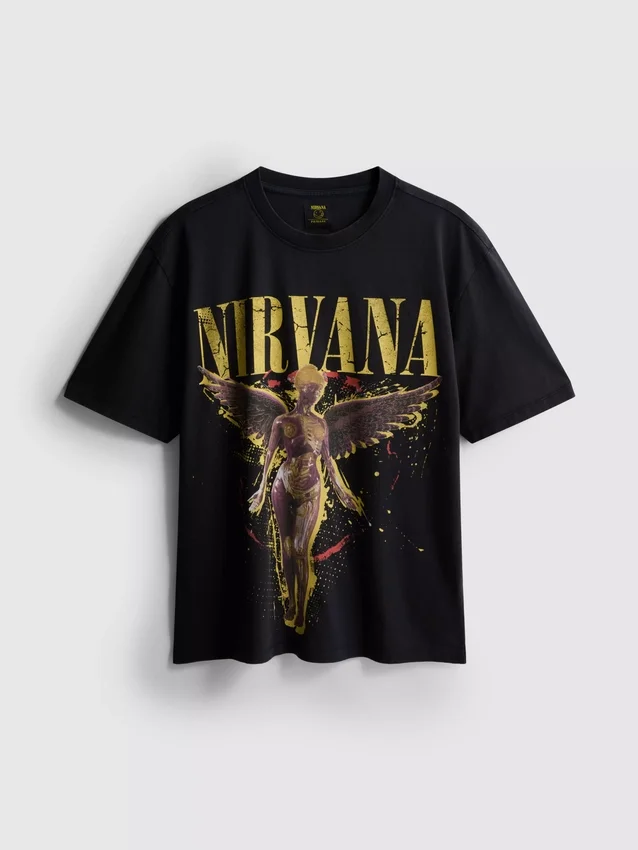Nirvana-skjorte med engel-motiv