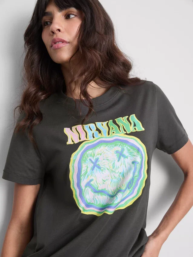 Nirvana-T-shirt i vasket bomuld