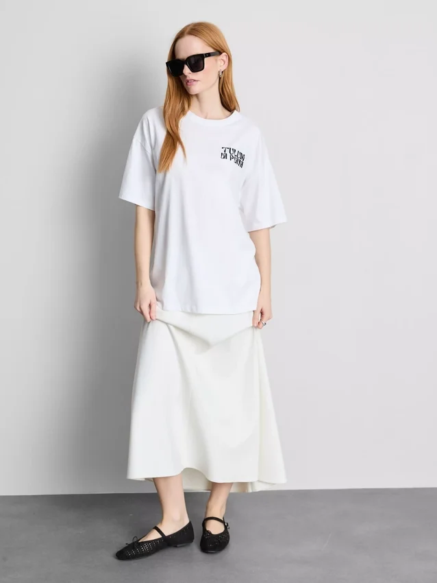 Oversized grafisk boyfriend-T-shirt i bomuld