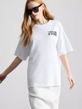 Oversized grafisk boyfriend-T-shirt i bomuld