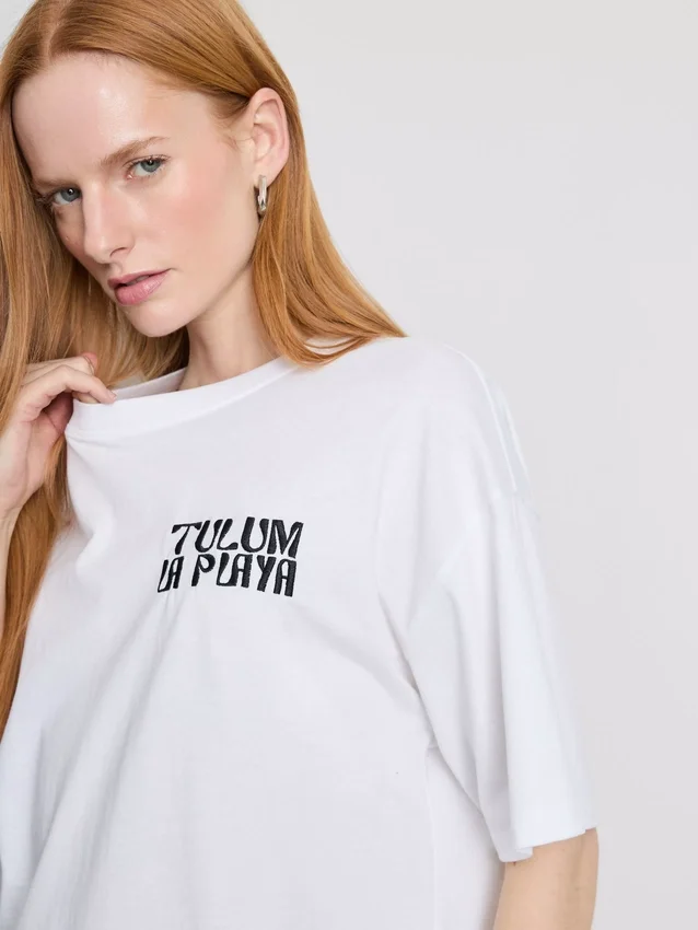 Oversized grafisk boyfriend-T-shirt i bomuld