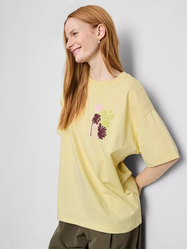 Oversized grafisk boyfriend-T-shirt i bomuld