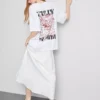 Oversized grafisk boyfriend-T-shirt i bomuld