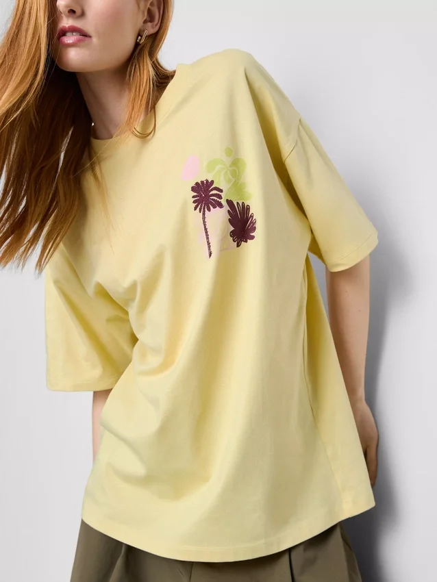 Oversized grafisk boyfriend-T-shirt i bomuld