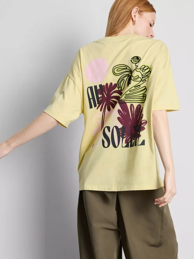 Oversized grafisk boyfriend-T-shirt i bomuld