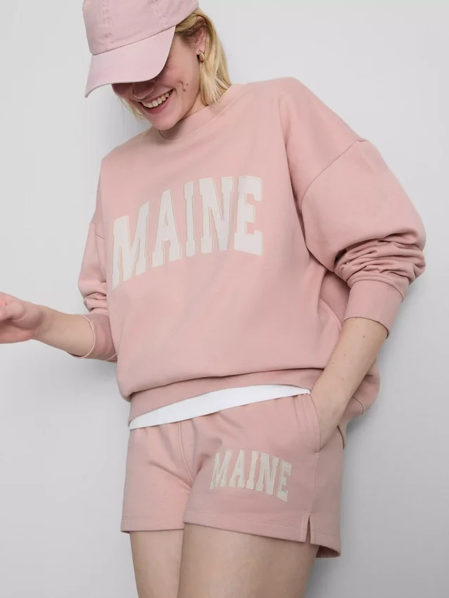 Oversized Maine-sweatshirt med højt bomuldsindhold