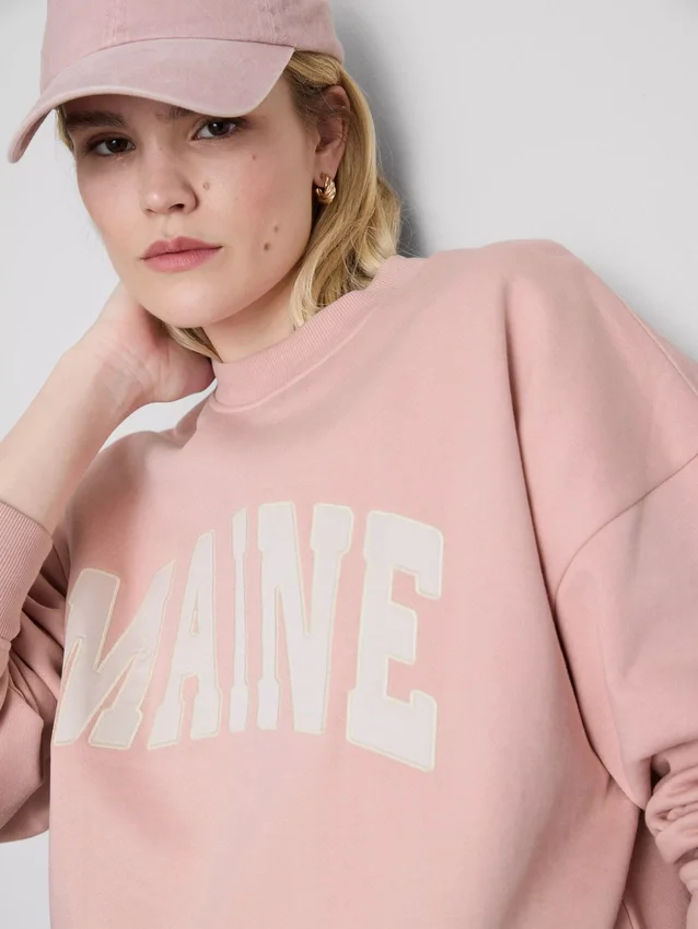 Oversized Maine-sweatshirt med højt bomuldsindhold