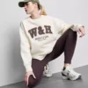 Oversized sweatshirt i bomuldsrig aktivt løbeklub-design