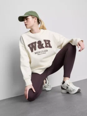 Oversized sweatshirt i bomuldsrig aktivt løbeklub-design