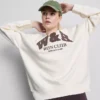 Oversized sweatshirt i bomuldsrig aktivt løbeklub-design