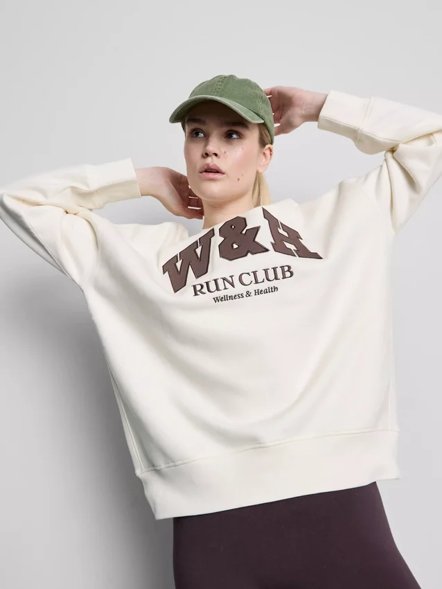 Oversized sweatshirt i bomuldsrig aktivt løbeklub-design