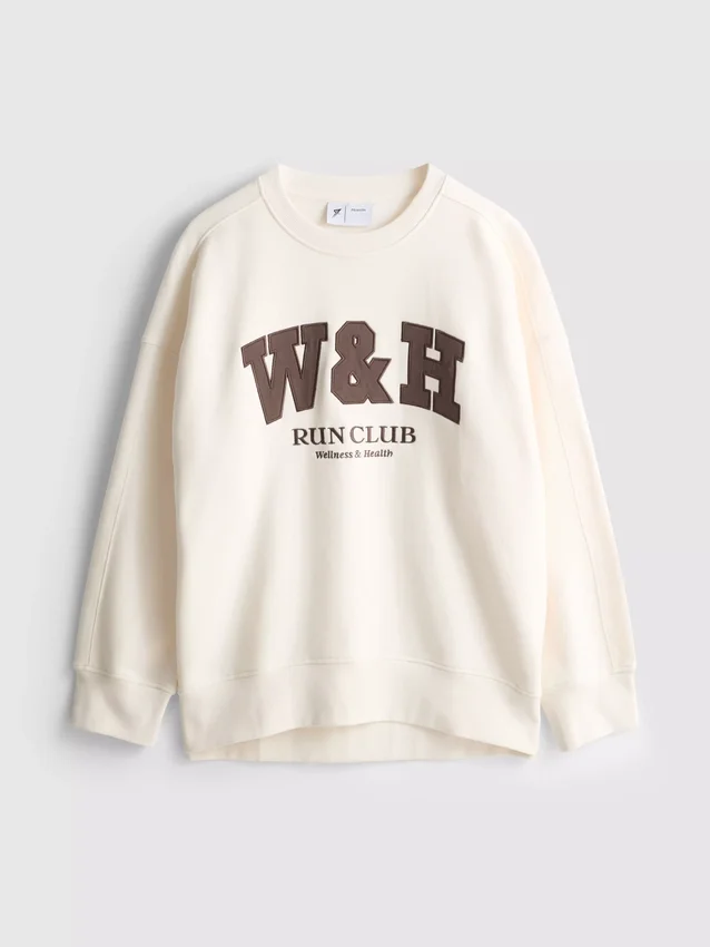 Oversized sweatshirt i bomuldsrig aktivt løbeklub-design