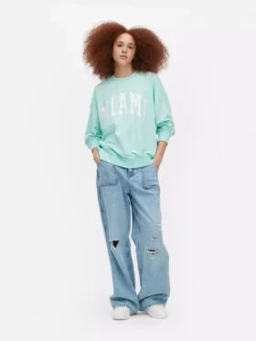 Oversized sweatshirt med »Miami«-skrift