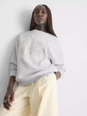 Oversized sweatshirt med små blomsterprint (98)