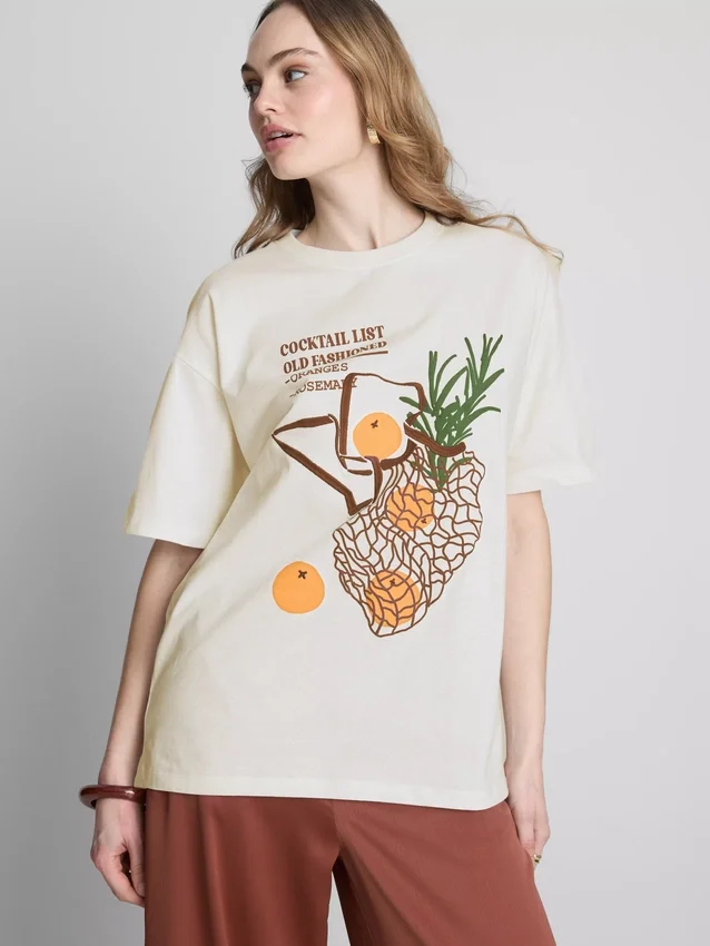 Oversized T-shirt i bomuld i gammeldags stil