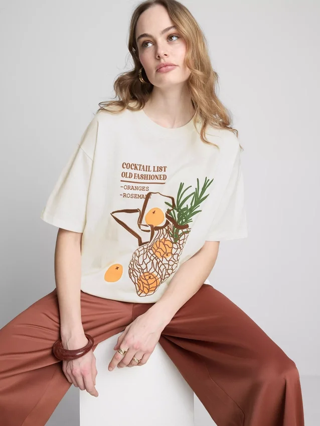 Oversized T-shirt i bomuld i gammeldags stil