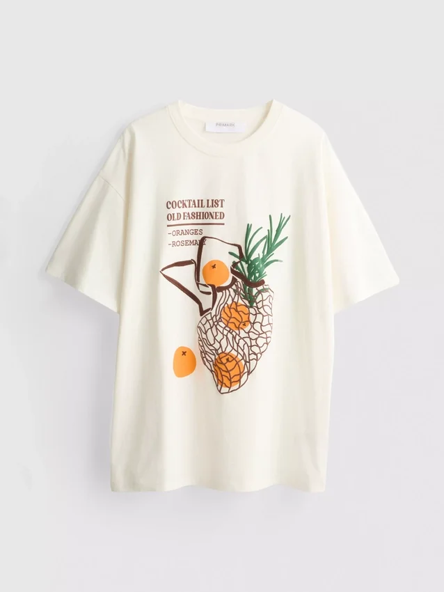 Oversized T-shirt i bomuld i gammeldags stil