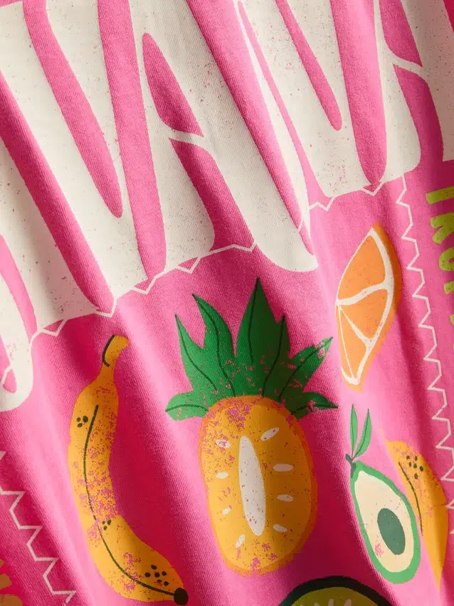 Oversized T-shirt i havanafarve med grafisk print og højt bomuldsindhold