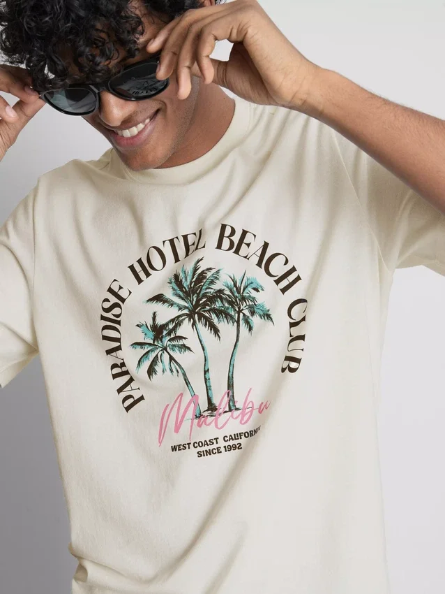 Paradise Beach-skjorte med grafisk print