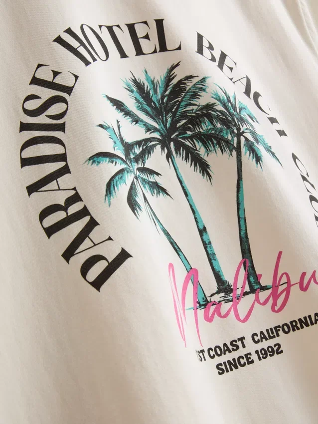 Paradise Beach-skjorte med grafisk print