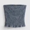 Paula Echevarría bandeau-top i gingham med flæser