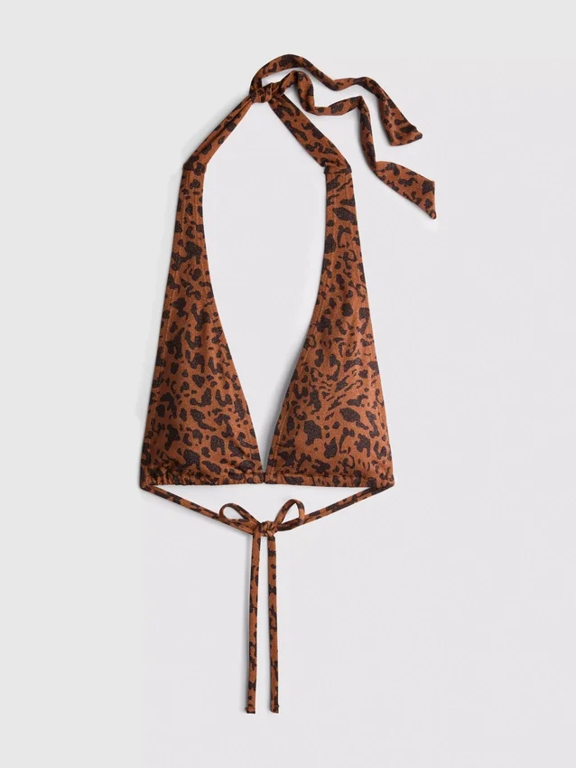 Paula Echevarría bikini-top med leopardmønster og halterneck