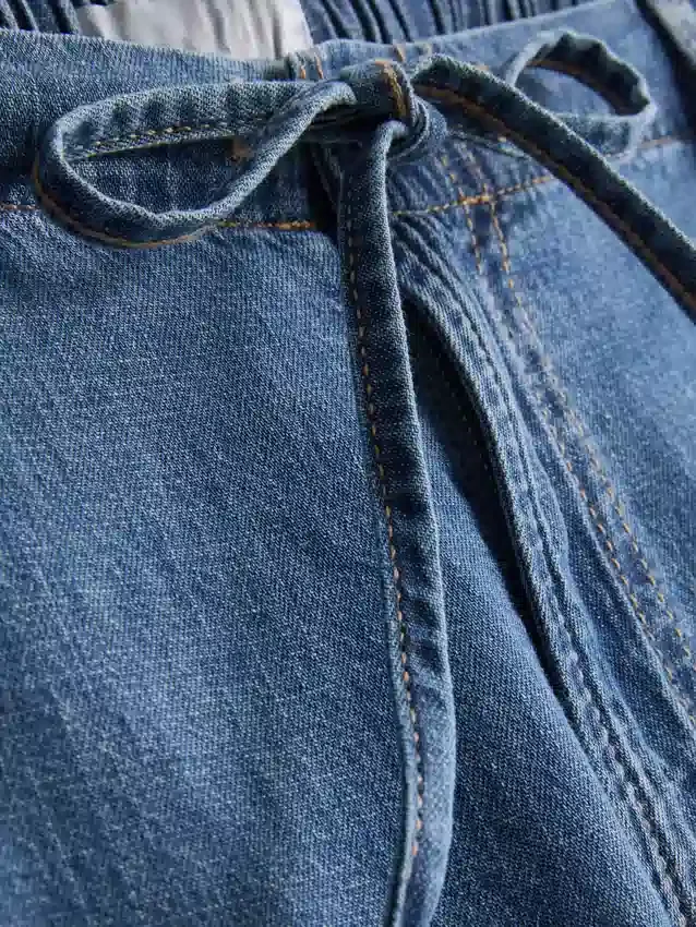 Paula Echevarría bomuldsrige denimbukser med brede ben