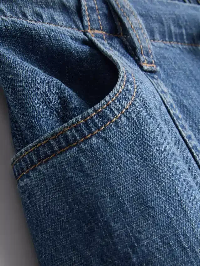 Paula Echevarría bomuldsrige denimbukser med brede ben