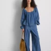 Paula Echevarría denim-top med pufærmer
