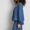 Paula Echevarría denim-top med pufærmer