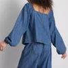 Paula Echevarría denim-top med pufærmer