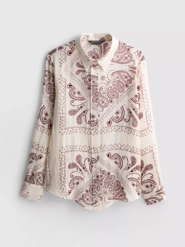 Paula Echevarría paisley-skjorte i krøllet satin med knapper