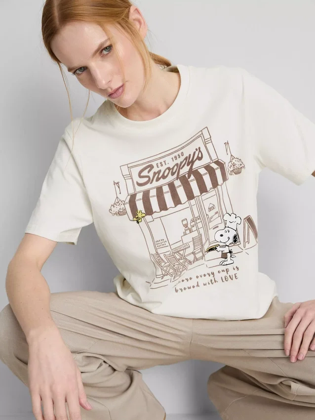 Peanuts Snoopy bomulds-café-T-shirt