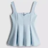 Peplum-top i crepe med hjerteudskæring