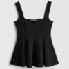 Peplum-top i crepe med hjerteudskæring