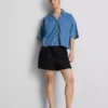 Plisserede shorts i linneblanding