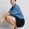 Plisserede shorts i linneblanding